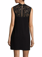 Theory Women's Aronella Lace-Yoke Crepe Dress Black