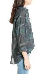 Free People Shore Vibes Cotton Printed Shirt Black Combo XS - Gear Relapse 