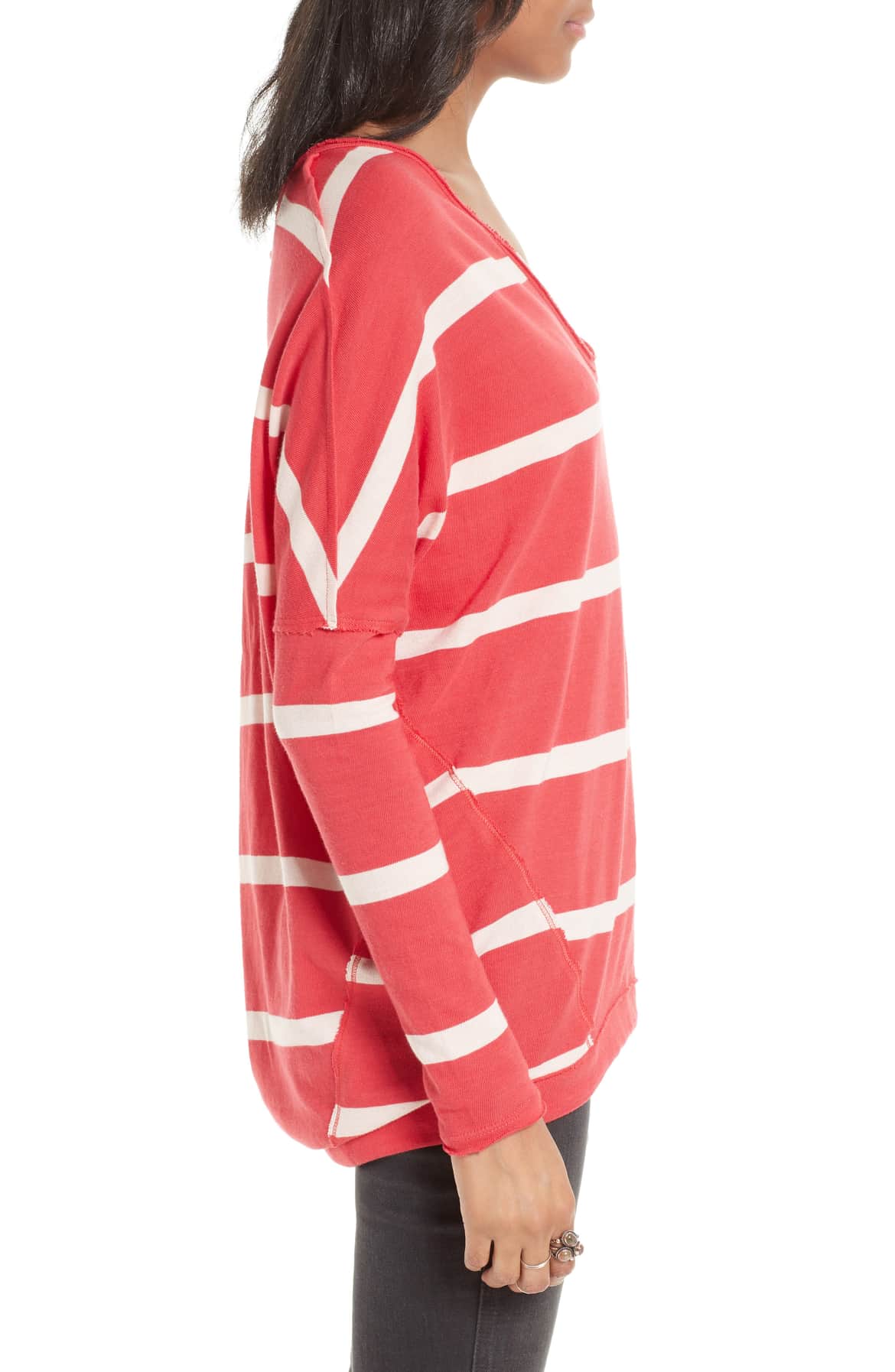 Free People Upstate Striped Long Sleeve Top Red - Gear Relapse 