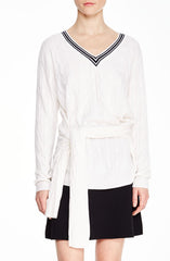 SANDRO Women's Emma Tie-Front Cable-Knit Sweater Ecru 1
