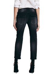 Free People Women's Mid-Rise Relaxed Mountaineer Jean Black 0