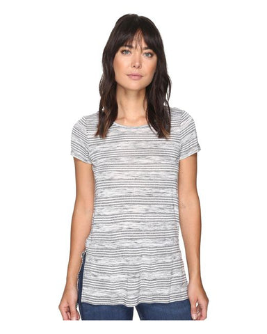 Kensie Women's Paneled Striped T-Shirt Dress Perriwinkle Combo L