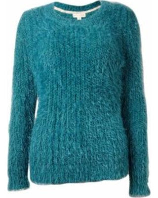 Style & Co. Women's Lace-Hem Marled Long Sleeve Sweater Industrial Blue L