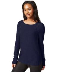 Rachel Roy Women's Long Sleeve High-Low Contrast Sweater Gray Combo