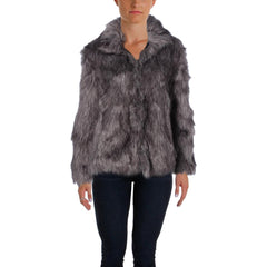 Wildflower Reversible Long Sleeve Faux Fur Coat Ash Grey