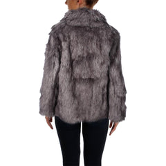 Wildflower Reversible Long Sleeve Faux Fur Coat Ash Grey