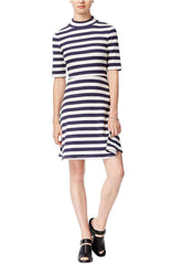 Maison Jules Striped Fit & Flare Dress Blu Notte Combo