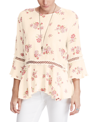 Free People Thrills and Frills Open-Stitch Ivory M