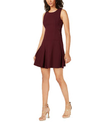 Bar III Tiered Lace-Up Dress Black Currant S