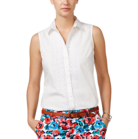 Rachel Rachel Roy Cutout Button-Down Shirt White S