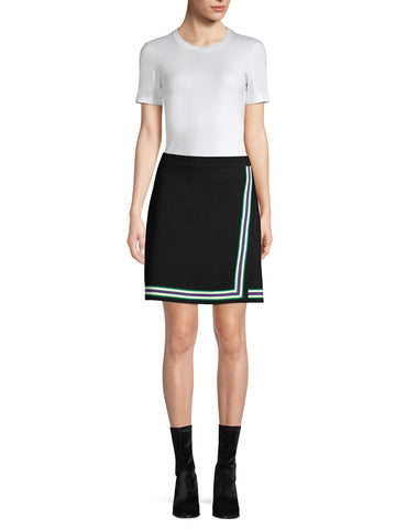1.STATE Women's Striped Fringe Mini Skirt Rich Black 12