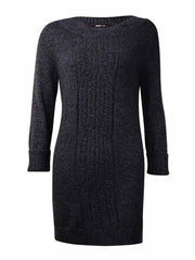 Style & Co. Cable-Knit-Front Tunic Sweater Charcoal Heather L